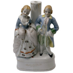 Occupied Japan Figurine 18th Century Couple Lamp Base Hand Painted 1945-1952 VTG
